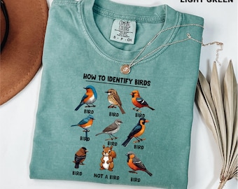 Comfort Colors Funny Bird Shirt, How to Identify Birds Tee, Birdwatcher Gift, Squirrel Joke Shirt, Nature Lover Graphic T-Shirt