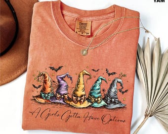 Comfort Colors A Girl's Gotta Have Options Shirt, Witch Hat Halloween Tee, Spooky Season Top, Retro Witchy Sweater, Cute Fall Hooodie Gift