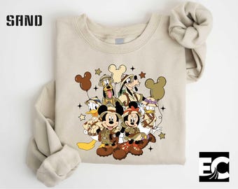 Mickey And Friends Safari Sweatshirt, Disney Matching Shirt, Disney Animal Kingdom Matching T-Shirt, Disney Characters Sweater, Gift for Her