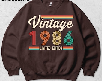 Vintage 1986 Sweatshirt, Comfort Colors Shirt, 40th Birthday Gift, Limited Edition Birth Year Tee, Retro Birthday Shirt for Women Men