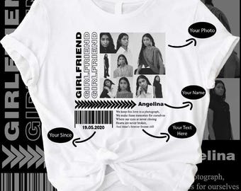 Custom Photo Comfort Colors T-Shirt, Custom Text Shirt, Custom Girlfriend,Girlfriend Collage, Valentines Custom, Custom Couples, Custom Gift