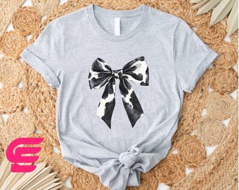 Cow Coquette Shirt,Coquette Bow Shirt,Cow Bow Sweatshirt,Cow Print Shirt,Cow Lover Shirt,Cute Coquette T-shirt,Shirt For Womens,Gift For Her