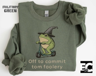 Off To Commit Mom Foolery Sweatshirt, Funny Frog Scooter T-Shirt, Mama T-Shirt, Pregnancy Announcement Sweater, Frog Shirt, Frog Lover Gift