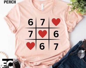 67 XOXO T-Shirt, XOXO Checker Sweatshirt, Valentines Day Shirt, Six Seven Shirt, Valentine Day Gifts, Couple Heart Shirt, Gift For Lover