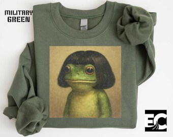 Frog Face Haircut Meme Sweatshirt, Animal Lover Shirt, Gift for Her, Best Friends Gifts Shirt, Meme Sweatshirt, Frog Meme Sweatshirt
