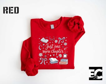 Just One More Chapter Sweatshirt, Coquette Book Lover Shirt, Books and Coffee T-Shirt, Floral Shirt, Book Club Sweater, Reader T-Shirt
