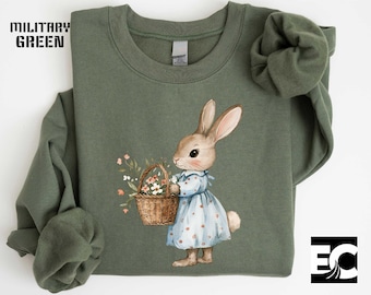 Happy Easter Bunny Sweatshirt, Easter T-Shirt, Floral Easter Rabbit Sweater, Easter Gift, Woman's Easter Shirt, Easter Matching Gifts Shirt