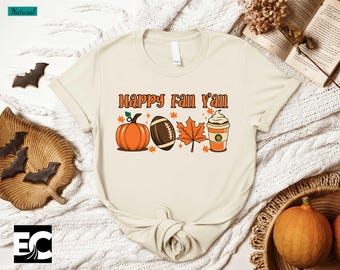 Happy Fall Yall T-Shirt, Fall Vibes Shirt, Pumpkin Season Sweatshirt, Happy Thanksgiving Tee, Family Thanksgiving Gift, Pumpkin Latte Autumn