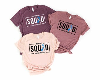 Diabetes Awareness Shirt, Blue Ribbon Shirt, Diabetes Support Squad Shirt, Diabetes Warrior Shirt, Survivor Shirt Type 1 Diabetes Ribbon Tee