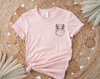 Pocket Tee, Axolotl Shirt, Animal Lover Tee, Axolotl Gifts, Pocket Axolotl Shirt, Axolotl Birthday Shirt, Cute Axolotl Shirt, Gifts for Her