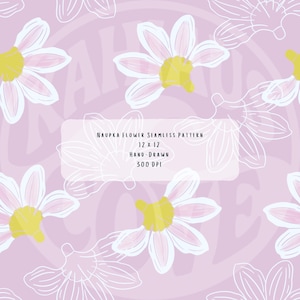 Naupaka Flower Seamless Pattern | Blush Pink Hawaiian Digital Paper (Digital Download)