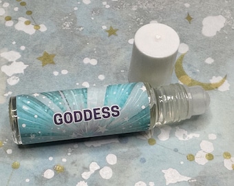 Aceite de perfume Goddess: fragancia femenina con aroma a algodón de azúcar y almizcle en roll-on.