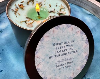 Vela de meditación estoica: Mente serena, aroma acuático, mezcla de hierbas