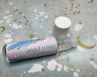 Perfume Angel Wings, aceite esencial floral ligero en roll-on: Talismán del ángel guardián