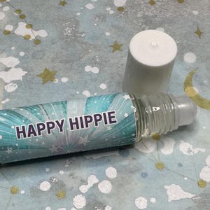 Happy Hippie Perfume - Handmade Earthy Patchouli Sandalwood Scented Roller Body Oil
