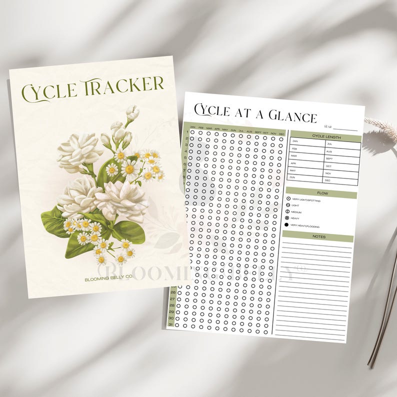 Menstrual Cycle Tracker Printable & Digital Planner | 12-month Overview ...