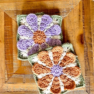 Patrón de crochet &quot;Abuela Retro Daisy&quot; (PDF descargable/imprimible) - Patrón de crochet &quot;Abuela&quot; de nivel intermedio