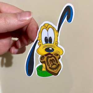 Disney Pluto with Mickey Waffle Waterproof Sticker for Waterbottle, Car, Laptop, Notebook