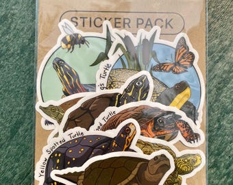 Ontario Turtles 8 Species Waterproof Sticker Pack for Waterbottles, Notebooks, Cars, Canoes, ect
