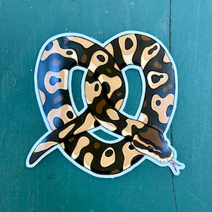 Pretzel Ball Python Waterproof Sticker for Waterbottles, Laptops, Phones, ect.
