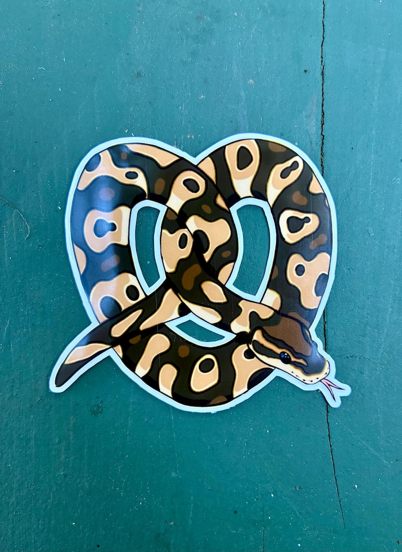 Pretzel Ball Python Waterproof Sticker for Waterbottles, Laptops, Phones, ect. image 1