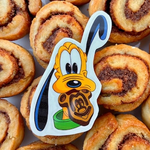 Disney Pluto with Mickey Waffle Waterproof Sticker for Waterbottle, Car, Laptop, Notebook