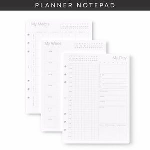 A5 Journal Notepad Inserts: Weekly, Daily, Meal Planner (6-ring binder)