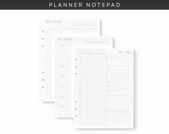 A5 Journal Notepad Inserts: Weekly, Daily, Meal Planner (6-ring binder)