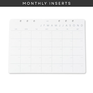 A5 Undated Annual Planner Inserts: Year-at-a-Glance, Monthly (6-Ring Binder)