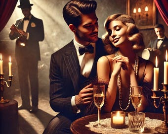 Speakeasy Wall Art, Vintage Bar Decor, Cocktail Lounge Print, Romantic Bar Scene, Jazz Club Poster, Moody Aesthetic Wall Art, Art Deco Print