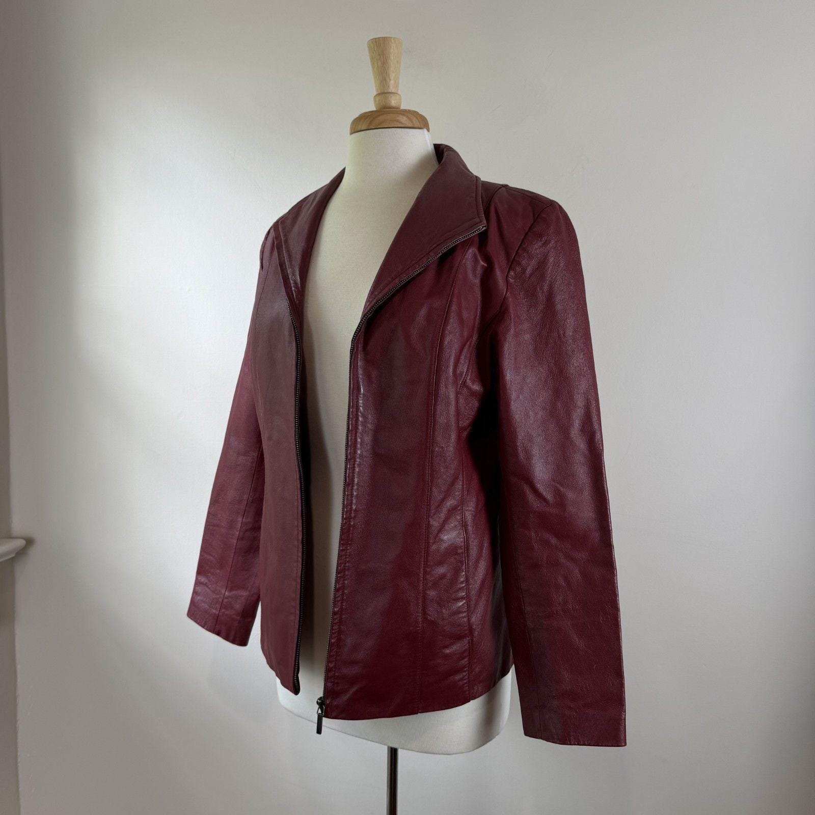 Vintage Leather Jacket Burgundy - Etsy