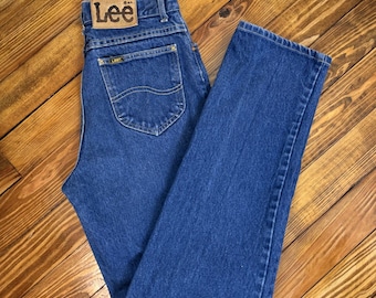 Vintage Lee High Waisted Jeans Made in USA Straight Leg 100% Cotton Denim Womens