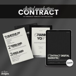Freelance Digital Marketing Contract Template | Social Media Marketing Agreement, Legal Client Service Contract, Editable CANVA Template.