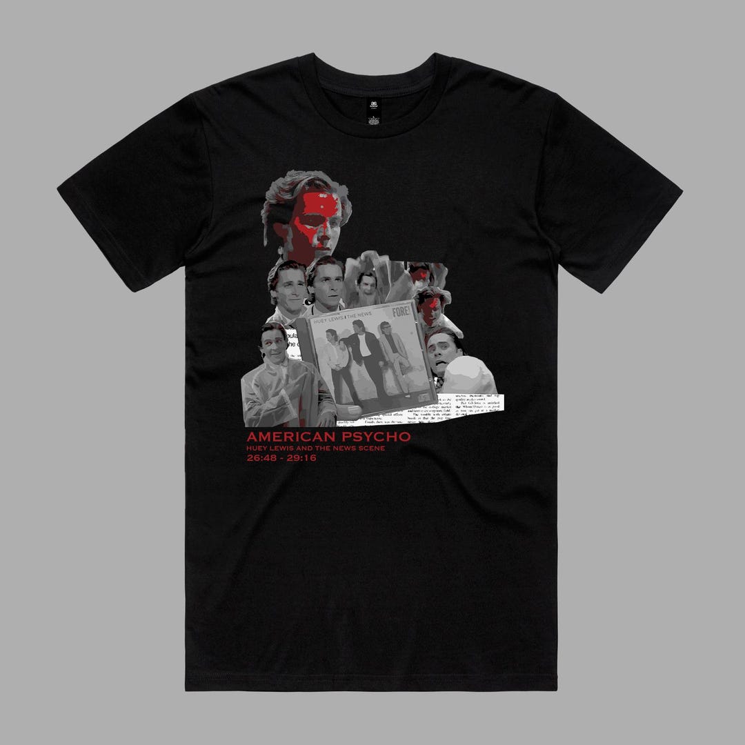 American Psycho Huey Lewis and the News Black Tee - Etsy