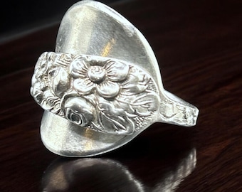 Stieff Rose Sterling Silver Wrapped Spoon Ring: 1920 Salt or Demitasse Spoon