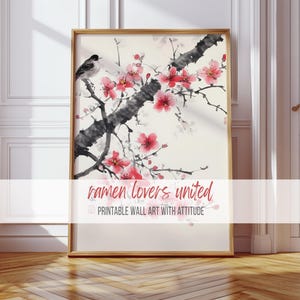 Cherry Blossom Painting: Chinese Brush Style Floral Print (Digital Download)