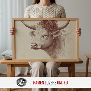 Vintage Cow Portrait: Rustic Farmhouse Decor (Digital Download)
