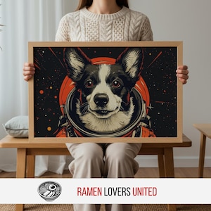 Space Dog Printable Wall Art - Vintage Astronaut Dog Poster, Retro Space Theme Decor, Quirky Pet Art Print, Outer Space Wall Decor 1292