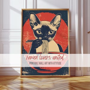 Vintage Sphynx Cat Printable Wall Art - Adorable Feline Illustration, Quirky Cat Decor, Rustic Animal Print, Unique Home Decor 503