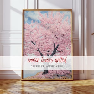 Cherry Blossom Tree Printable Art: Vintage Floral Landscape (Digital Download