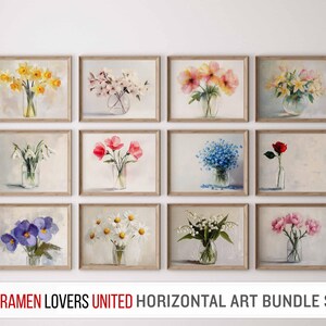 Printable Flower Wall Art Set of 12, Vintage Botanical Prints, Floral Watercolor Art for Home Decor, Digital Download Art Bundle 6014