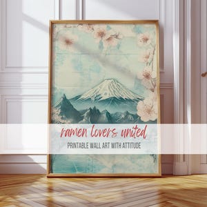 Mount Fuji Cherry Blossom Print: Vintage Japanese Art (Digital Download