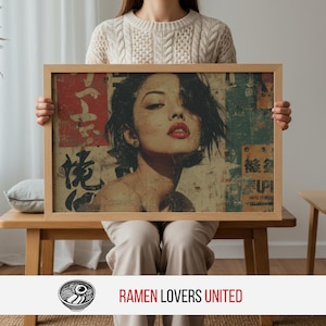 Vintage Asian Woman Portrait: Retro Oriental Wall Art (Digital Download