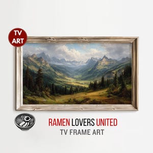 Vintage Landschaft Samsung Rahmen TV Kunst, Panorama Berglandschaft Wanddekor, rustikaler Rahmen TV Kunst, Digitales Ölgemälde Download 1186