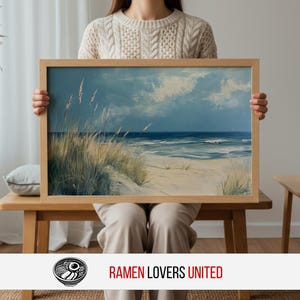 Coastal Beach Scene Print: Rustic Nautical Seashore Art (Digital Download)