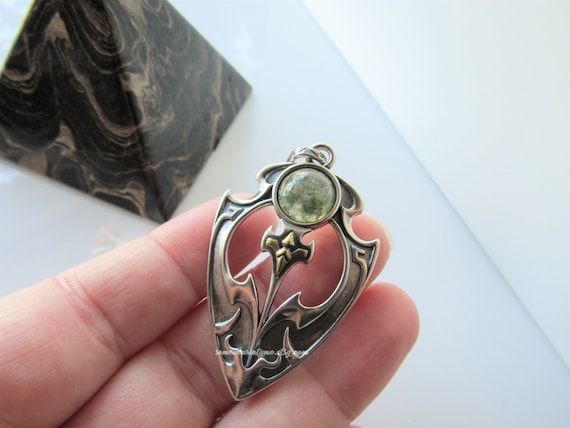 Sterling Silver Shield Necklace for Men Gemstone Pendant, Shield Maiden,  Moss Agate, Garnet Stone Necklace for Women - Etsy