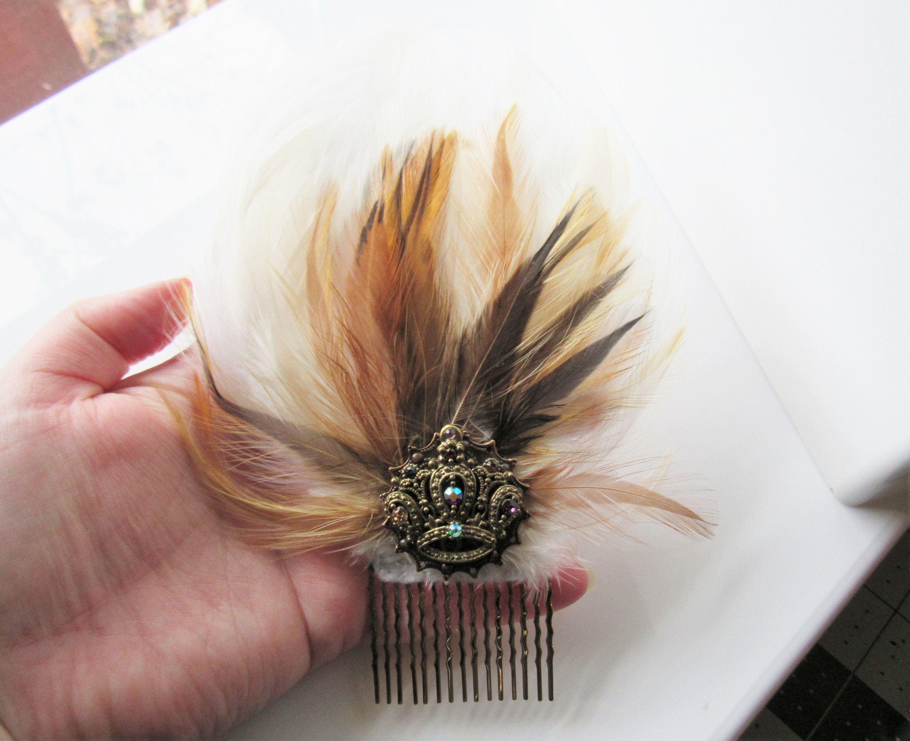 Hair Combs Women - Feather Hair Piece, Crown Hair  display picture 1