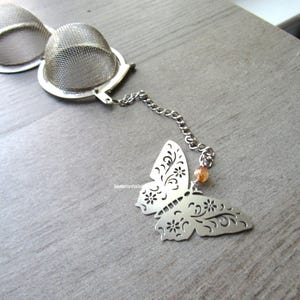 Butterfly Tea Infuser: Floral Stainless Steel Strainer with Quartz