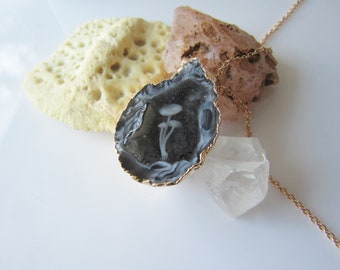 Mushroom crystal necklace - resin pendant, geode, statement necklace, necklaces for men, women