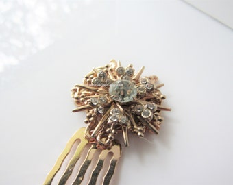 Rose gold hair piece - celestial wedding, vintage hair comb, star hair comb, sunburst, bridal